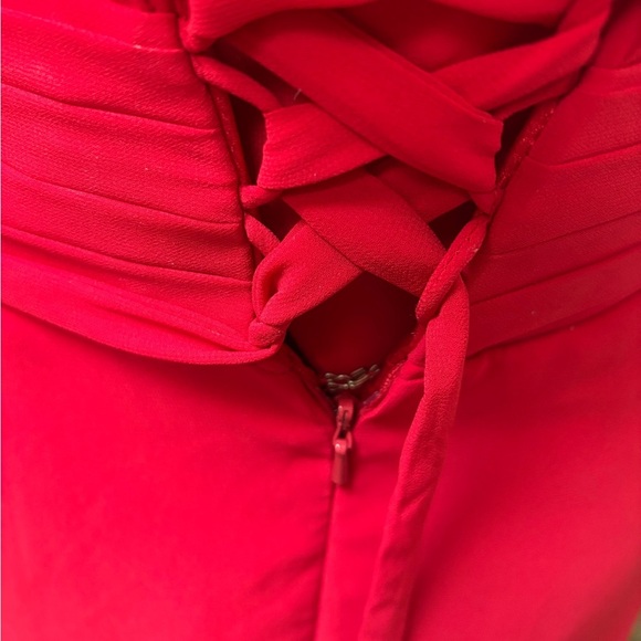 RED STRAPLESS SPECIAL OCCASION CORSET TIE UP FORMAL HOLIDAY SHORT DRESS SZ M - Picture 8 of 13